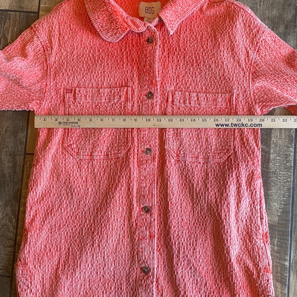 BDG Serena Orange Textured Button-Up Collared Shacket 🆕 - Picture 9 of 11